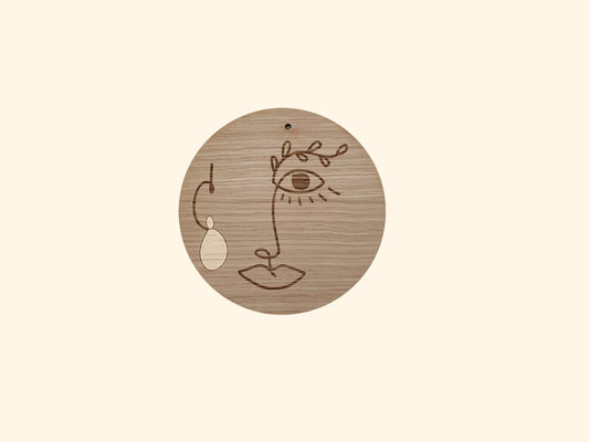 Décoration Murale en Bois - Visage Minimaliste