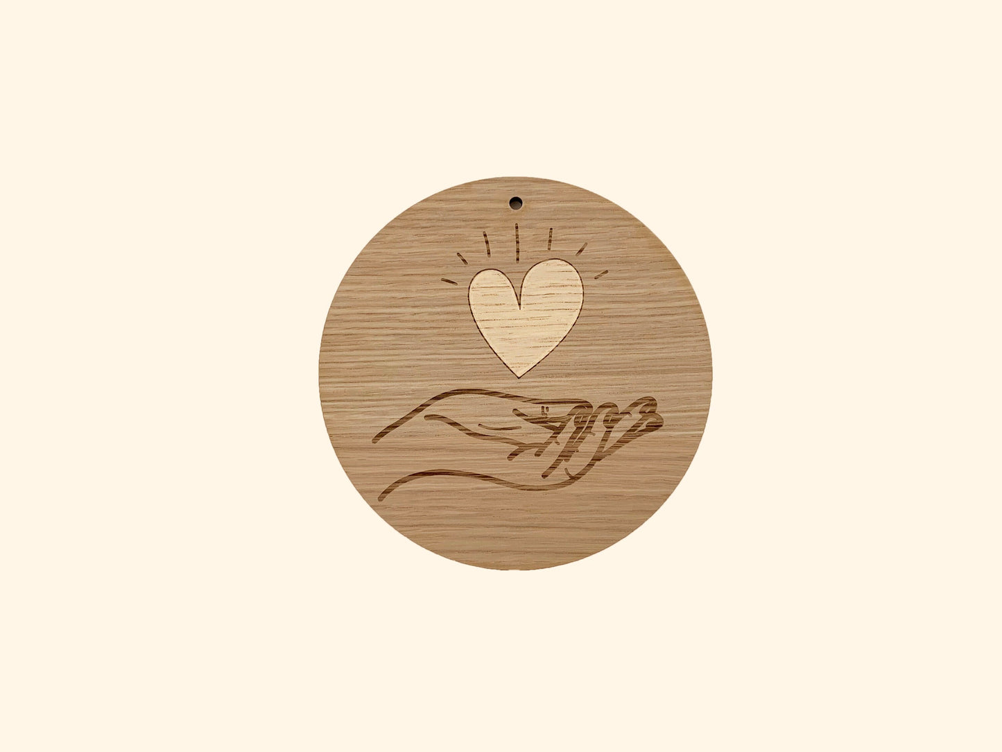 Décoration Murale en Bois - Main avec Cœur